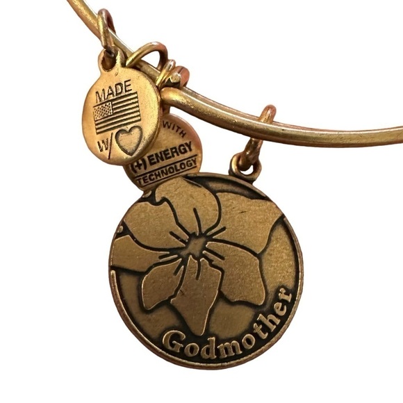 Alex and Ani Godmother Charm Rafaelian Gold Finish Bangle Bracelet - Picture 3 of 3